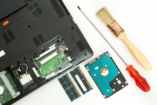RAM Memory and Hard Disk for Laptop computer on white background, Repair computer concept.